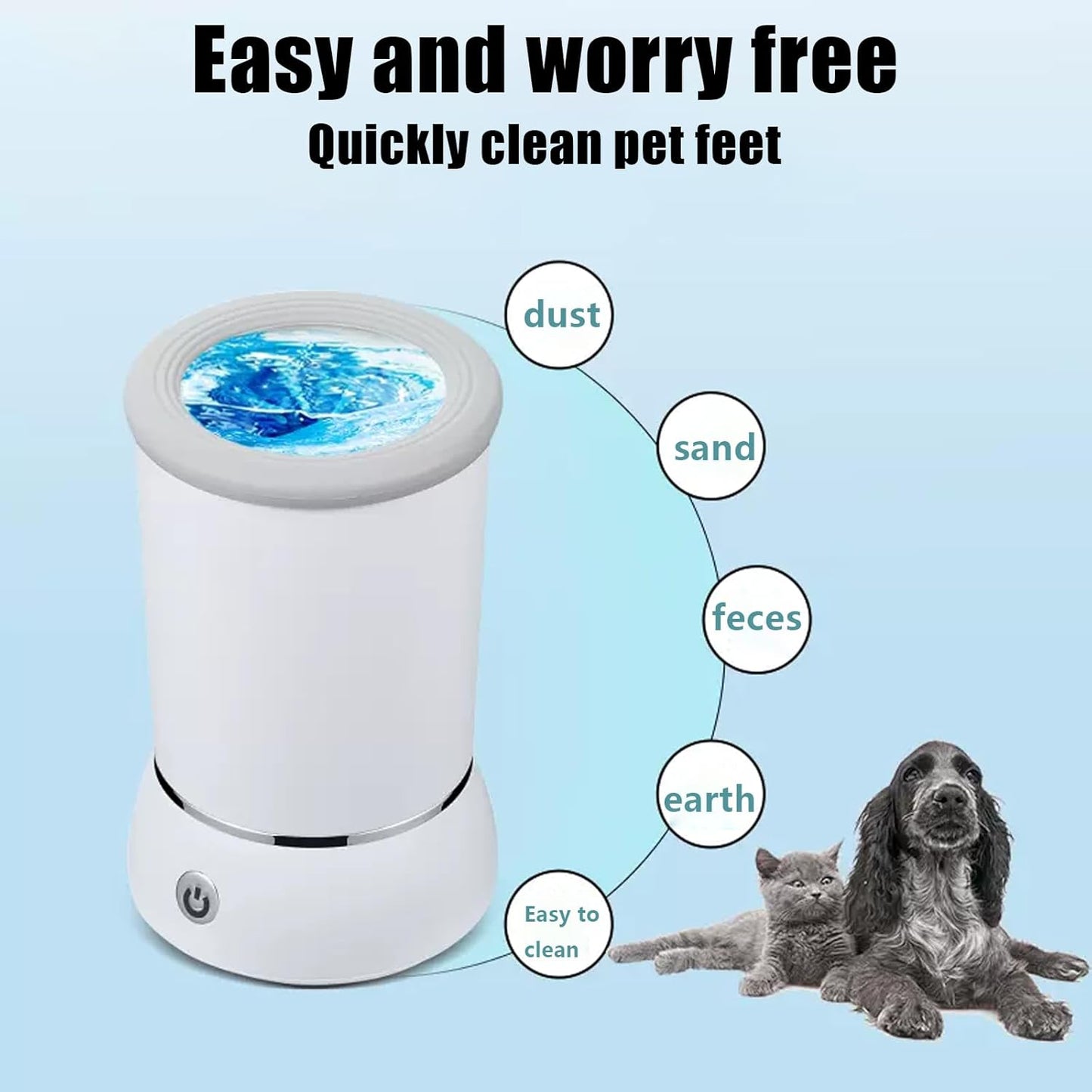 Electric Dog Paw Cleaner and Massager, Portable USB Rechargeable Paw Washing Cup, Automatic Foot Cleaning Machine for Small to Medium Dogs (White)