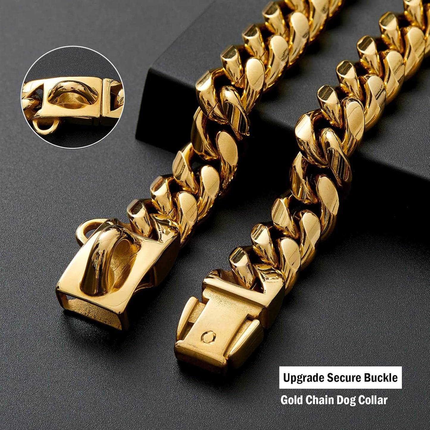 Collier Cubain DorΓ© et Argent 14β―mm β Pour Chiens