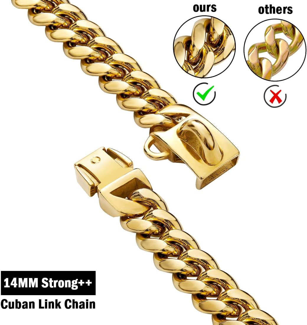 Collier Cubain DorΓ© et Argent 14β―mm β Pour Chiens