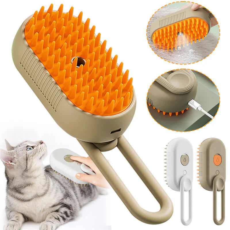 Brosse à poils de chien 3 en 1, brosse à poils de chat, brosse de nettoyage électrique pour animaux de compagnie, brosse à vapeur,