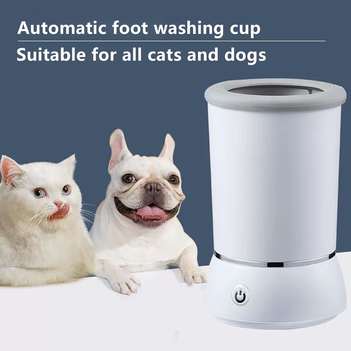 Electric Dog Paw Cleaner and Massager, Portable USB Rechargeable Paw Washing Cup, Automatic Foot Cleaning Machine for Small to Medium Dogs (White)