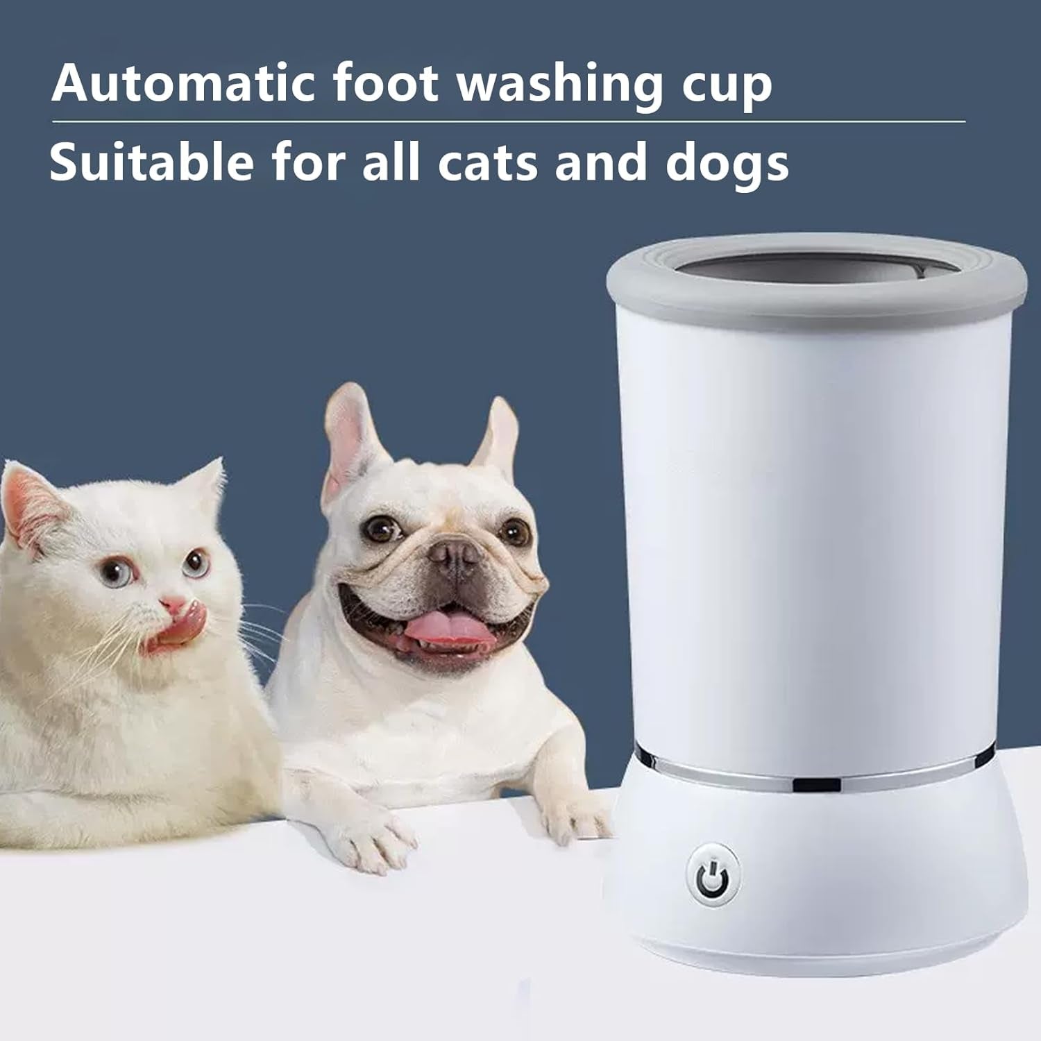 Electric Dog Paw Cleaner and Massager, Portable USB Rechargeable Paw Washing Cup, Automatic Foot Cleaning Machine for Small to Medium Dogs (White)