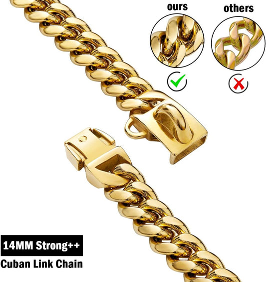 Collier Cubain Doré et Argent 14 mm – Pour Chiens